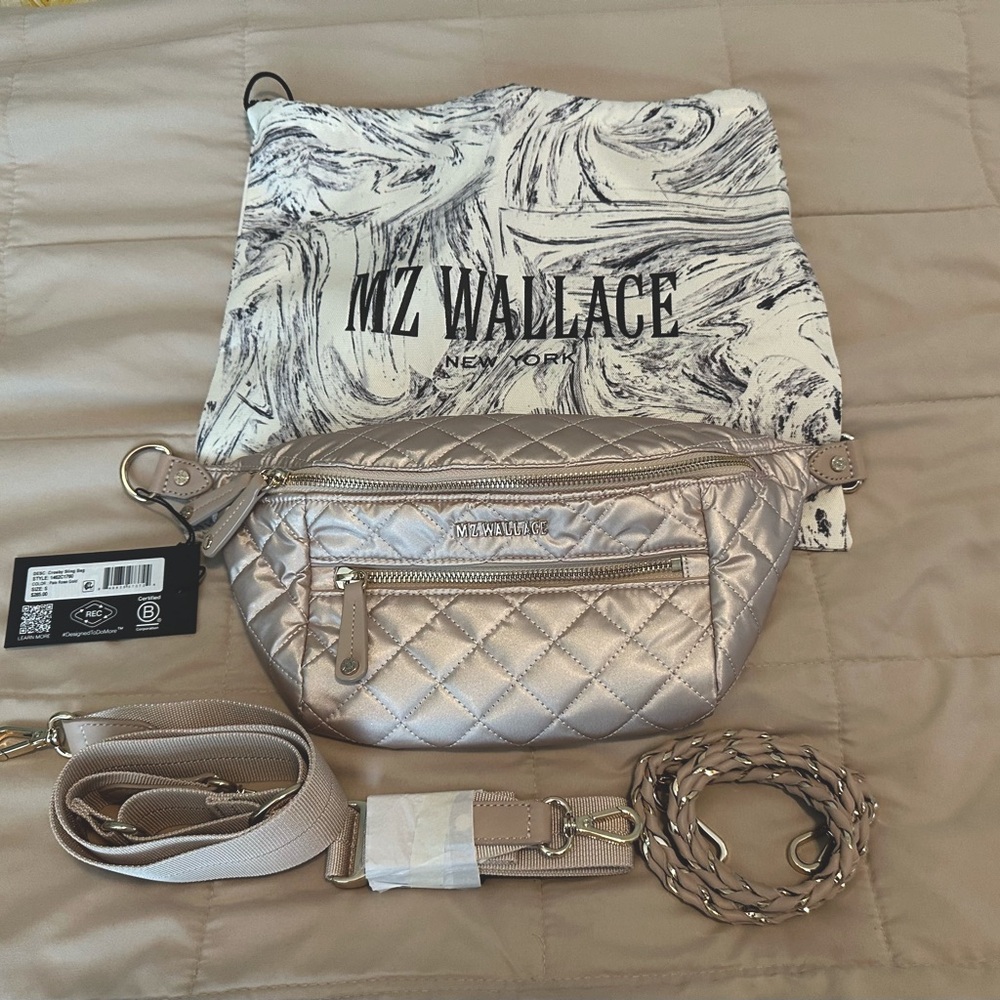 MZ Wallace Metallic Quilted Crossbody Bag